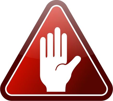 Red triangle hand icon