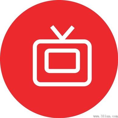 red tv icon vector