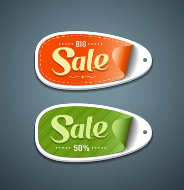 red with green big sale sticker vector
