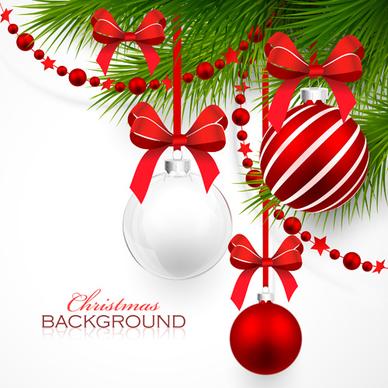 red with white christmas decorations background vector