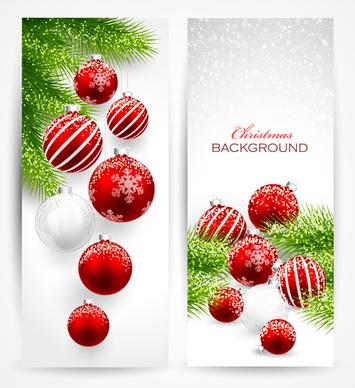 red with white christmas decorations banner