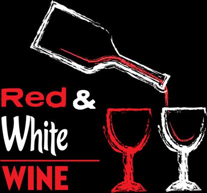 red with white wine hand drawn background