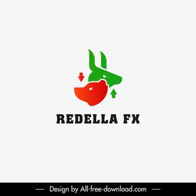 redella logo template flat silhouette red green dog faces arrows outline