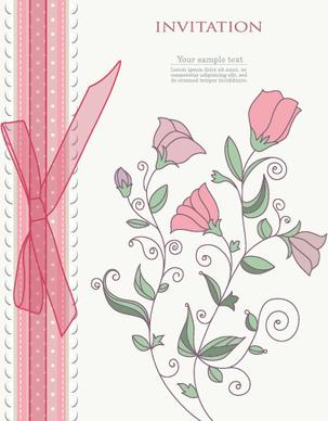 refreshing lace with floral invitation cards vector