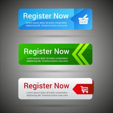 register buttons design with colored horizontal tabs