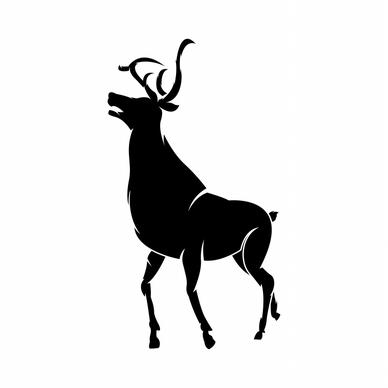 reindeer icon flat black silhouette design
