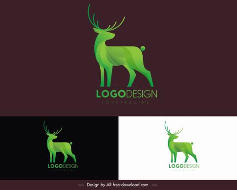 reindeer logo template green modern 3d sketch