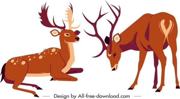 reindeer painting sketch cartoon character classical colored design