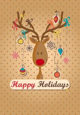 reindeer with christmas ornament vector