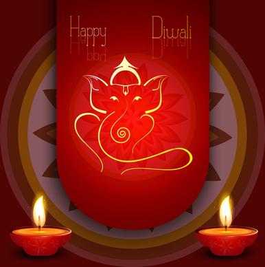 religious card design for diwali festival with colorful vector design