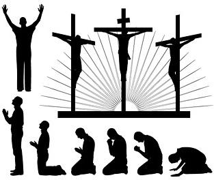 religious people silhouettes vector