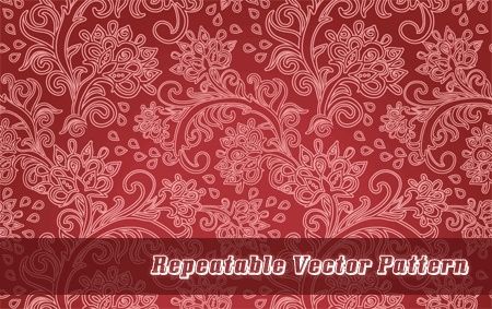repeatable pattern background red design curves floral style