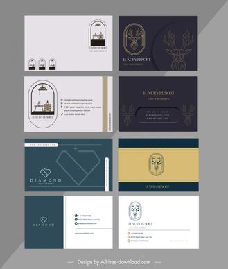 resort business card templates collection  classical design 