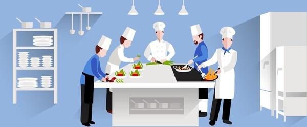 restaurant cooking activities vector design in major white