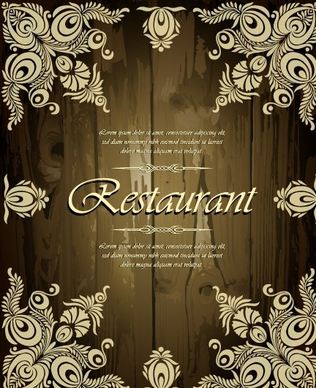 restaurant floral frame menu cover vector