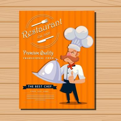 restaurant menu cover cook icon classical design