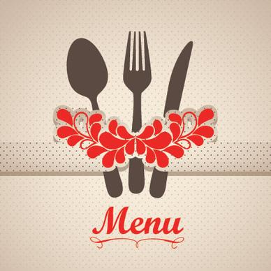 restaurant menu cover with tableware vector