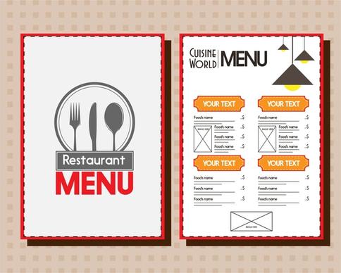 restaurant menu design emblem icons on white background