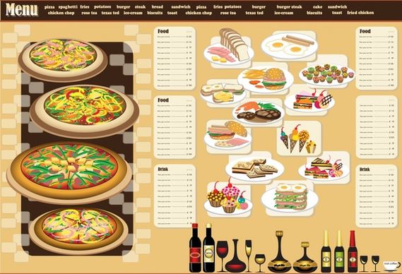 restaurant menu template fast food beverages decor