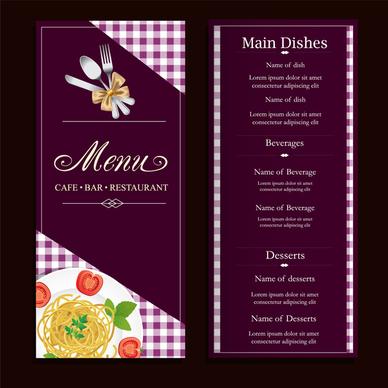 restaurant menu design with classical violet background