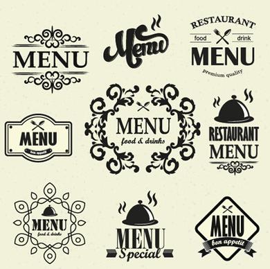 restaurant menu labels vintage vector