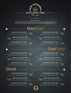 restaurant menu price list creative vector