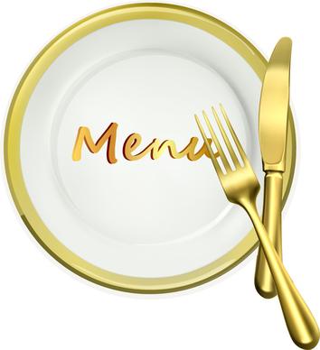 restaurant menu symbol disk with fork and spoon