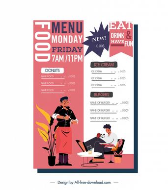 restaurant menu template colorful classic decor