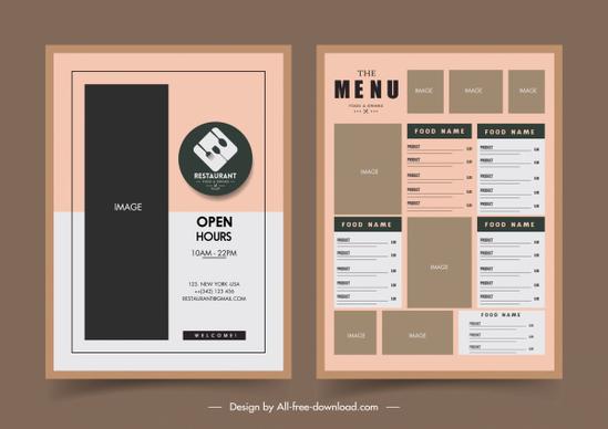 restaurant menu template flat dark elegant classic design