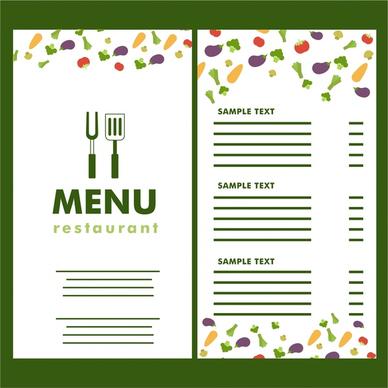 restaurant menu vegetable icons on white background