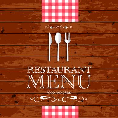restaurant menu with wood board background vector