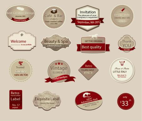 restaurant retro labels with badge vector