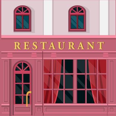 restaurants facade design with pink color