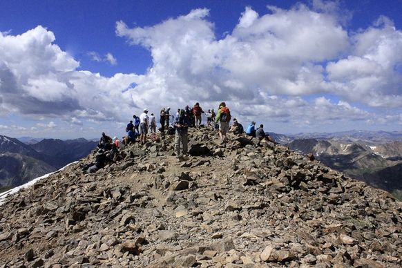 resting on the summit at mount elbert colorado