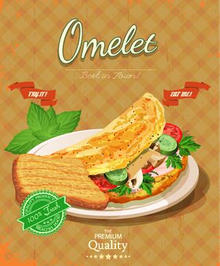 retro advertising poster omelet food vector