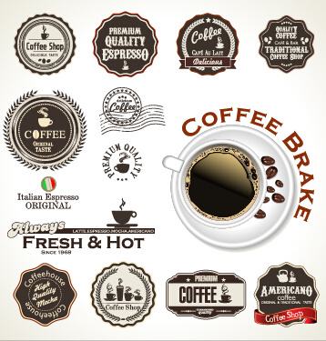 retro badges label coffee vector set