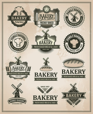 retro bakery labels vector set