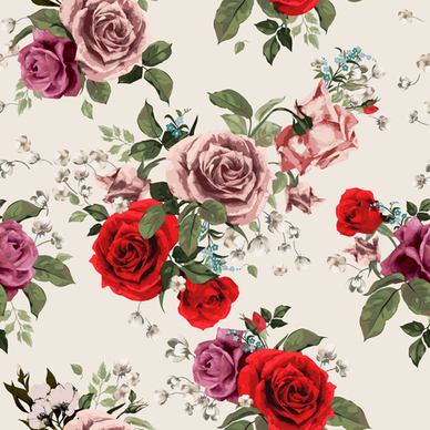 retro beautiful roses vector seamless pattern
