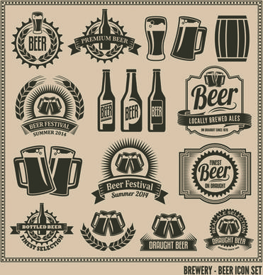 retro beer labels graphic set vector