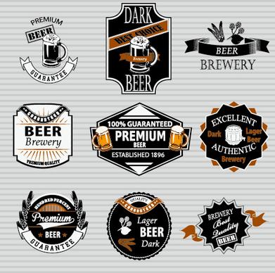 retro beer labels vectors set