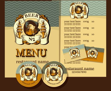 retro beer menu cover with list vector