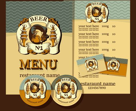 retro beer menu cover with price list vectors