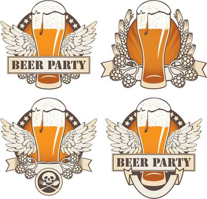 retro beer party mark design vector