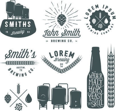 retro brewing labels with logos vector