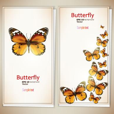 retro butterfly invitation cards vector