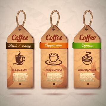 retro cardboard coffee tags vector design