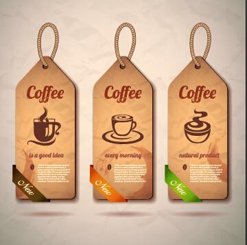 retro cardboard coffee tags vector design
