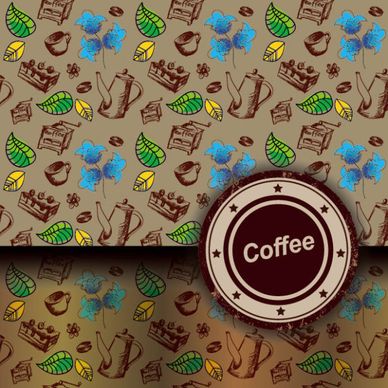 retro coffee template and coffee labels vector