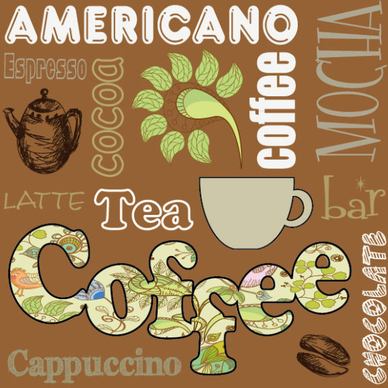 retro coffee template and coffee labels vector