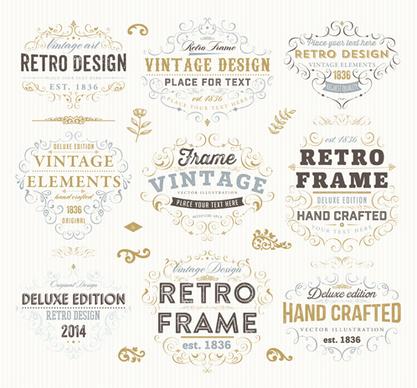 retro elements ornaments and labels creative vector